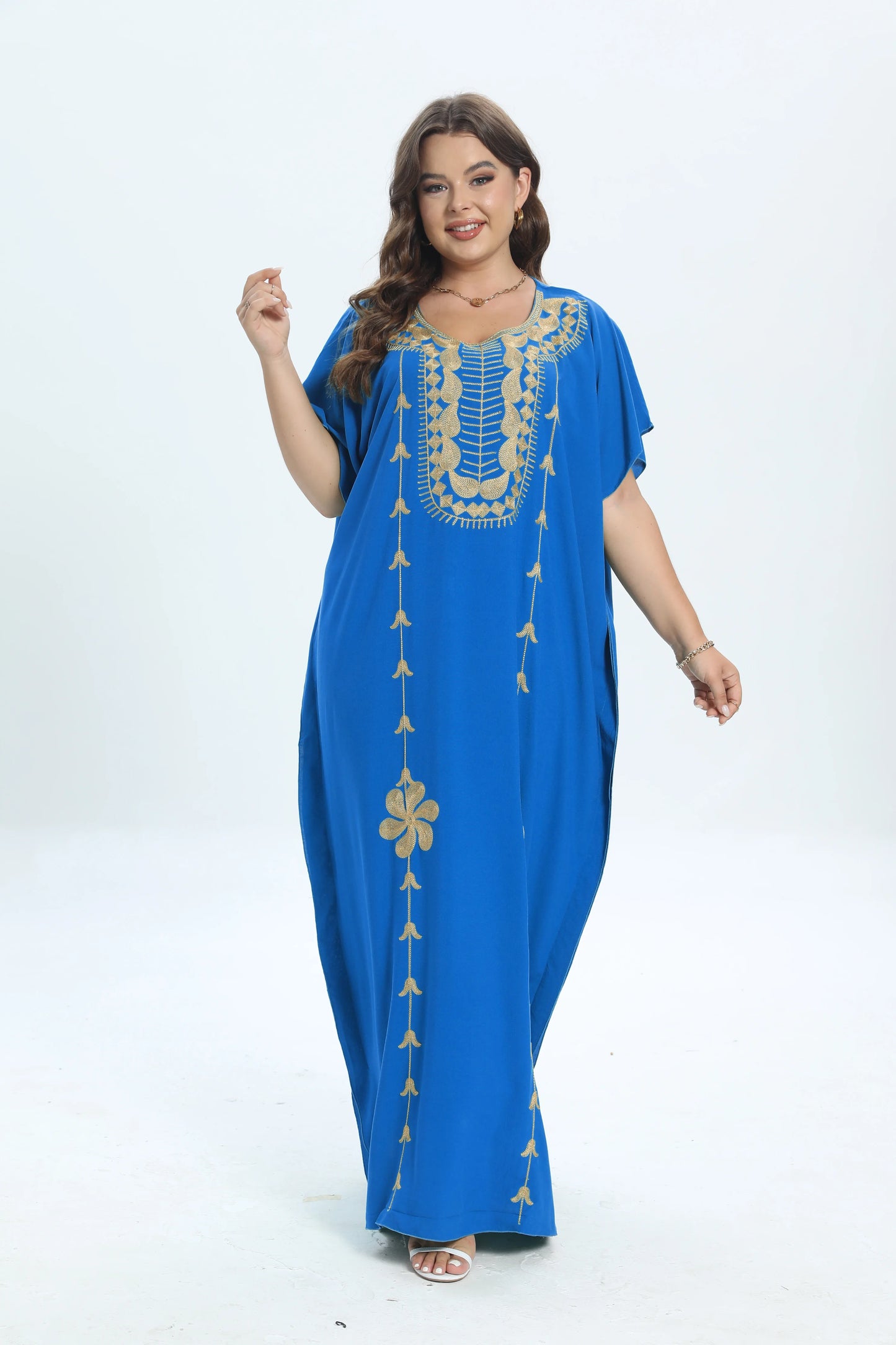 African Plus Size Dashiki Cotton Traditional Dress Abaya For Womens Moroccan Loose For Women's Kaftan Short Sleeve Cover up