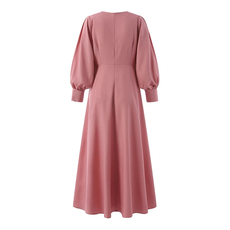 Women Spring Sundress ZANZEA Fashion Solid Muslim Dress Casual Abaya Marocain Turkish Robe Femme Lantern Sleeve Maxi Vestidos