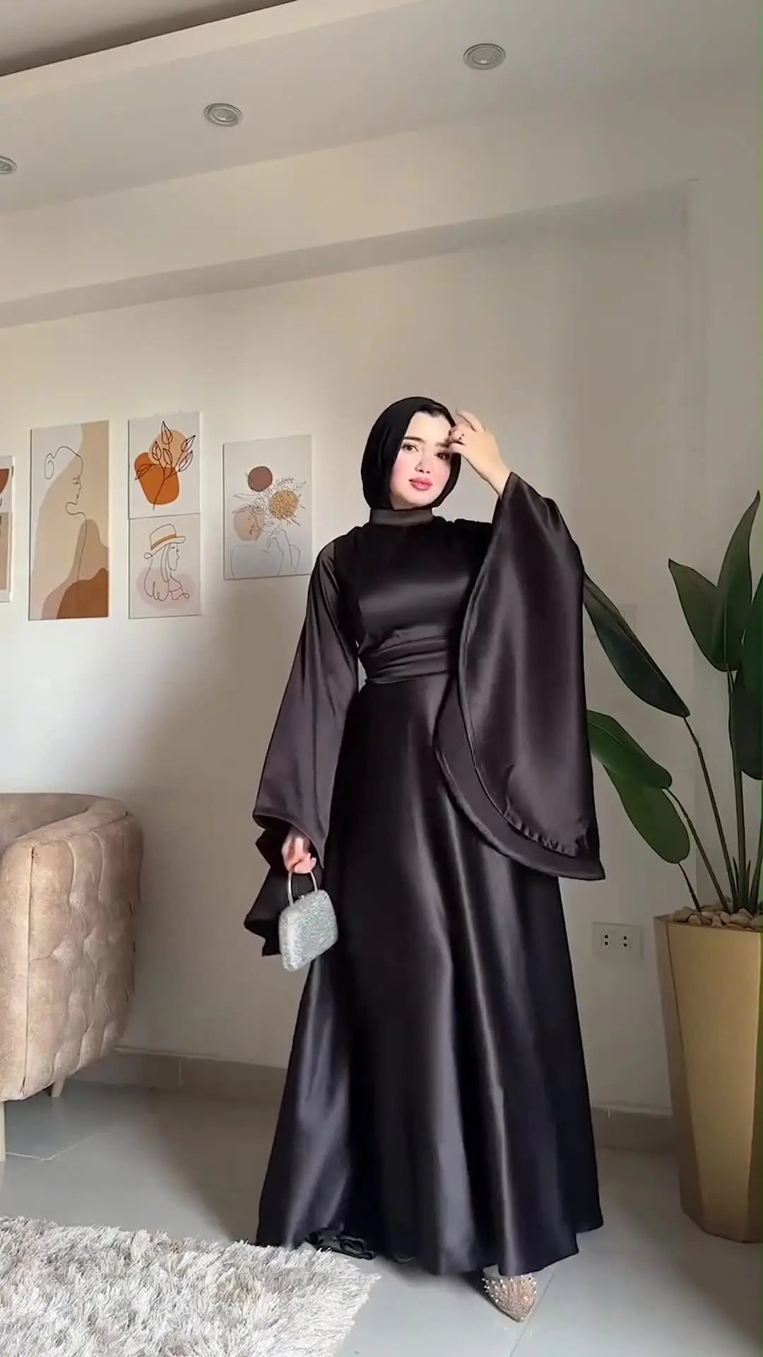 Eid Flare Sleeve Muslim Abaya Women Dresses Sashes Jalabiya Kaftan Solid Vestidos Arab Long Robe Ramadan Morocco Dubai Abayas