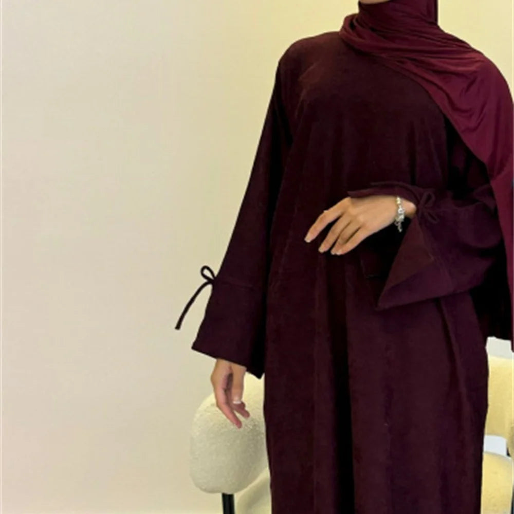 2024 Ramadan New Black Eid Modest Warm Winter Abayas Muslim Women Abaya Dress Robe  Arabe Female Morocco Kaftan Islam Clothing