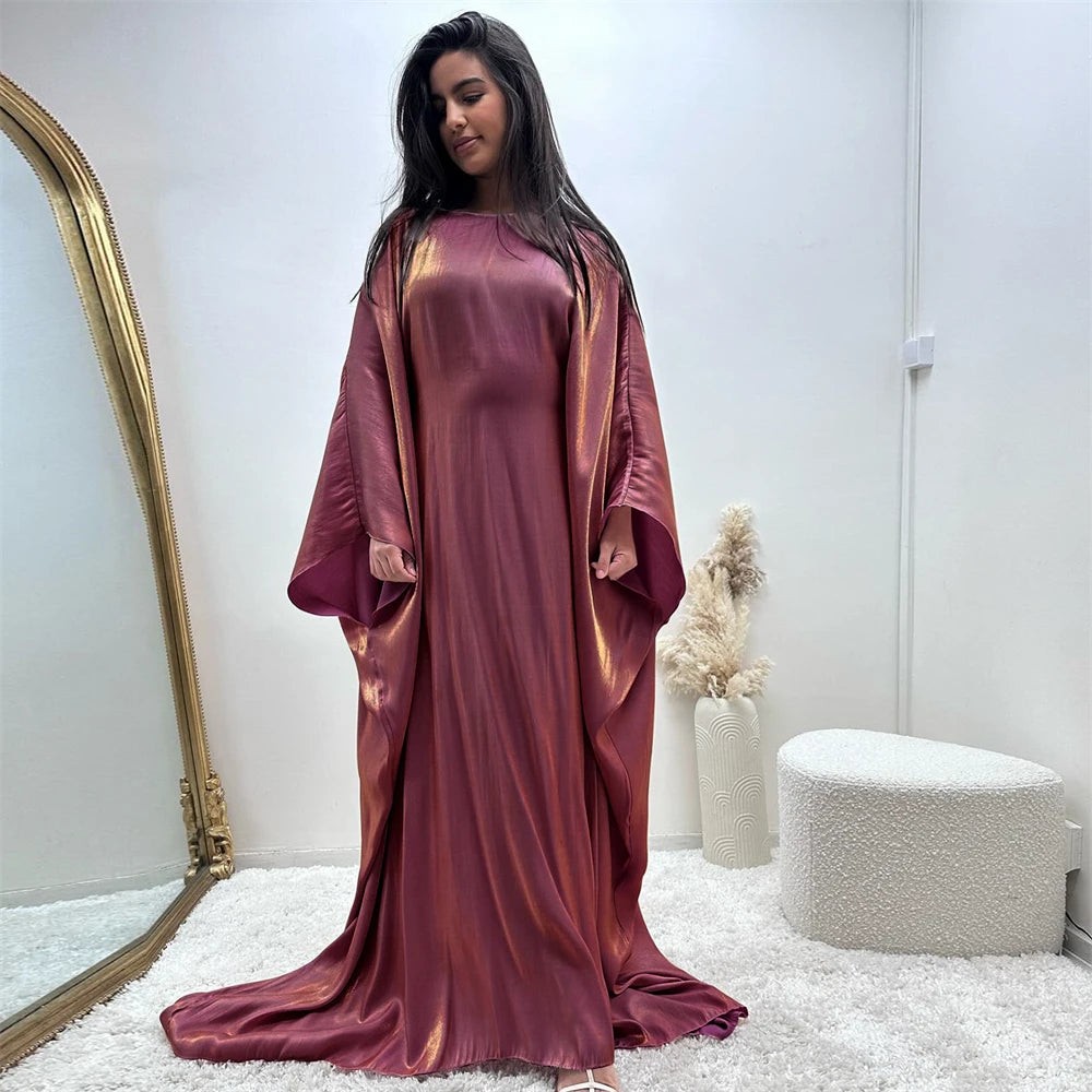 ramadan Eid Abayas For Women Modest Fashion Shimmer Batwing Satin Abaya Dubai Luxury 2024 Muslim Kaftan Dress Kebaya Vestidos