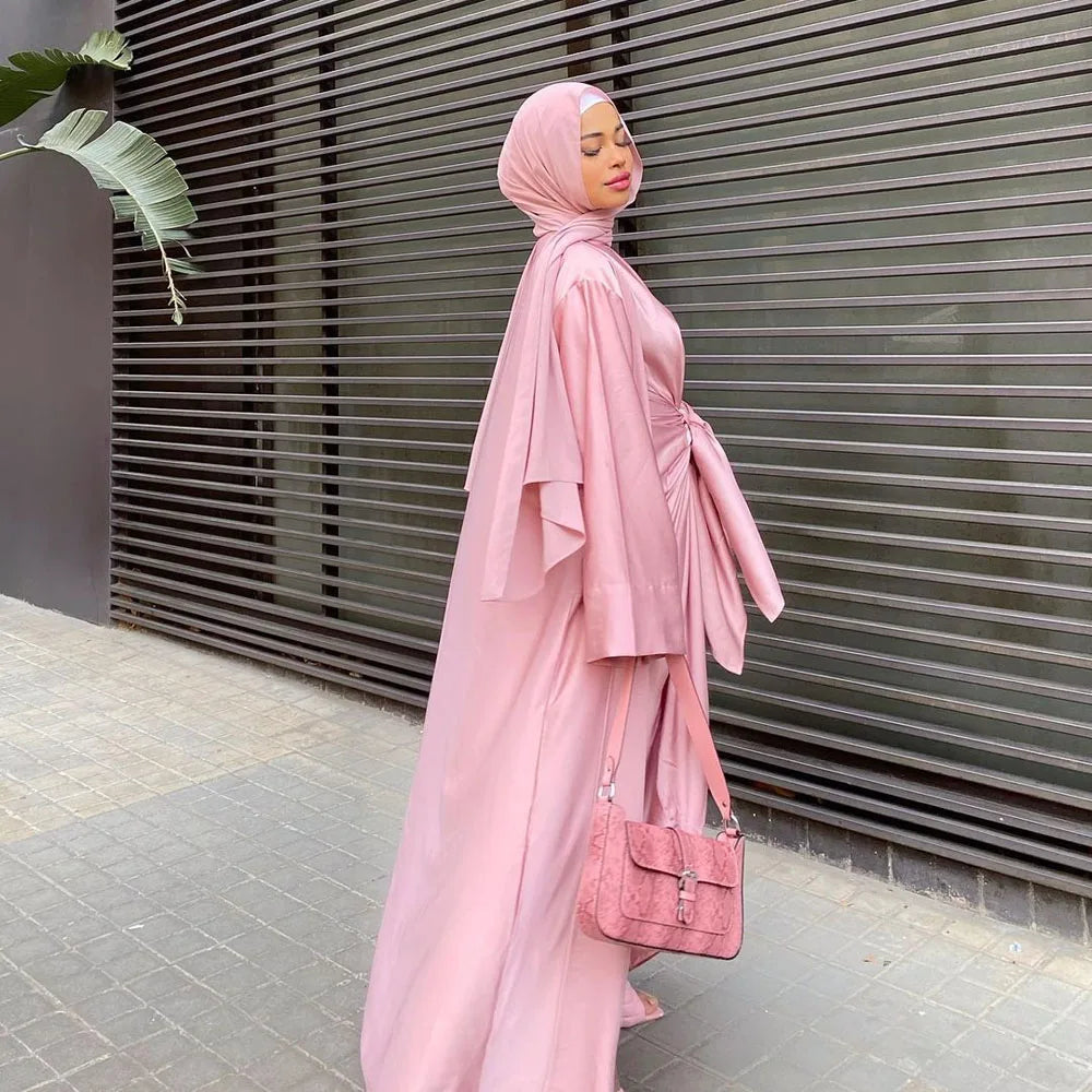 2023 Ramadan Muslim Dress Eid Mubarak Chiffon Open Abaya Kimono Dubai  Islam Kaftan  Clothes Abayas For Women Robe Femme Caftan