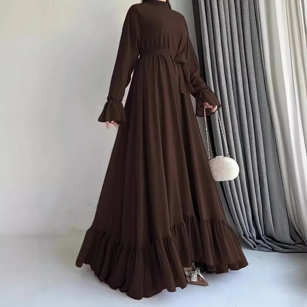 Eid Muslim Dress Women Abaya Jalabiya Sashes Ramadan Morocco Dubai Abayas Modest Arab Long Robe Kaftan Islam Party Vestidos 2024