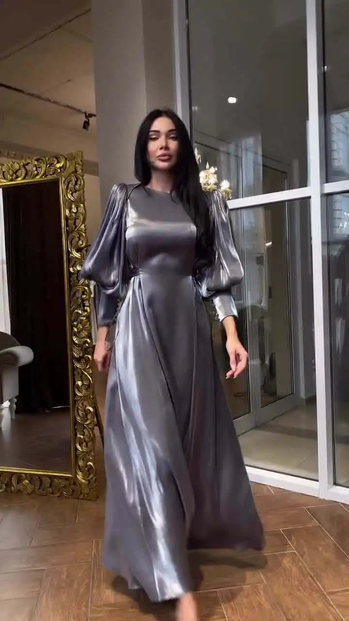 Eid Sliky Satin Muslim Dress for Women Abaya Morocco Party Dresses Ramadan Lace-up Abayas Kaftan Islam Dubai Arab Long Robe 2024