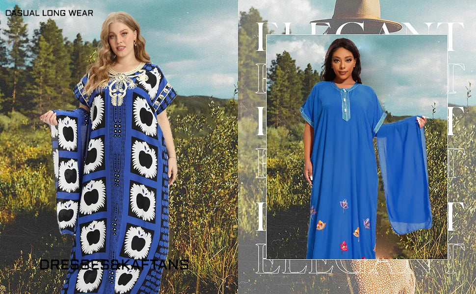 New Style African Abayas  Plus Size Moroccan For Women 100% Cotton O-neck Jilbab Kaftan Loose Dress Short Sleeves  Cover up