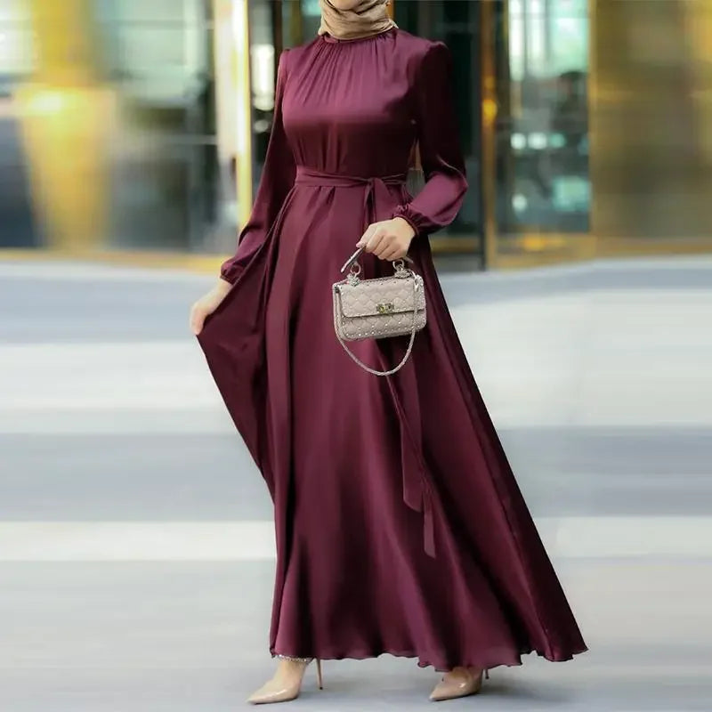 Muslim Maxi Dresses for Women Arabian Simple Loose Solid Elegant Dubai Turkey Islamic Temperament Muslim Plain Abayas for Women