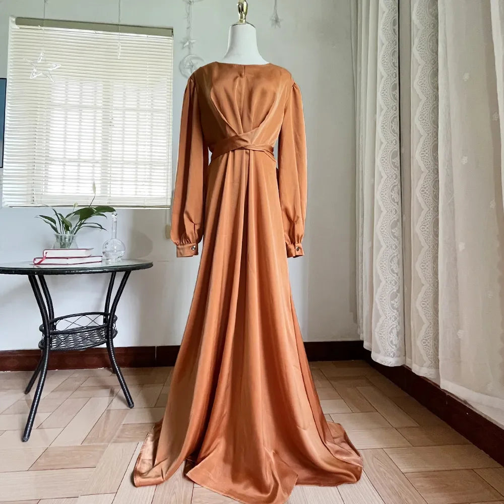 Summer Satin Abaya Hijab Muslim Wrap Dress Eid Mubarak African Dresses for Women Dubai Abayas Turkey Islamic Modest Kaftan Robe