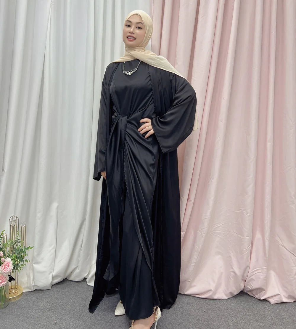 2023 Ramadan Muslim Dress Eid Mubarak Chiffon Open Abaya Kimono Dubai  Islam Kaftan  Clothes Abayas For Women Robe Femme Caftan