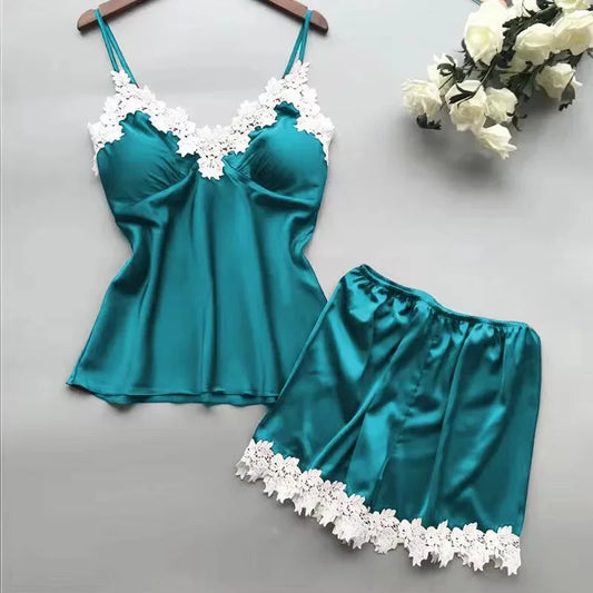 Women Clothing Sets Summer Plus Size Sexy Silk Pajamas Ladies Suspenders Nightdress Ice Silk Women Pajamas Female Home Service