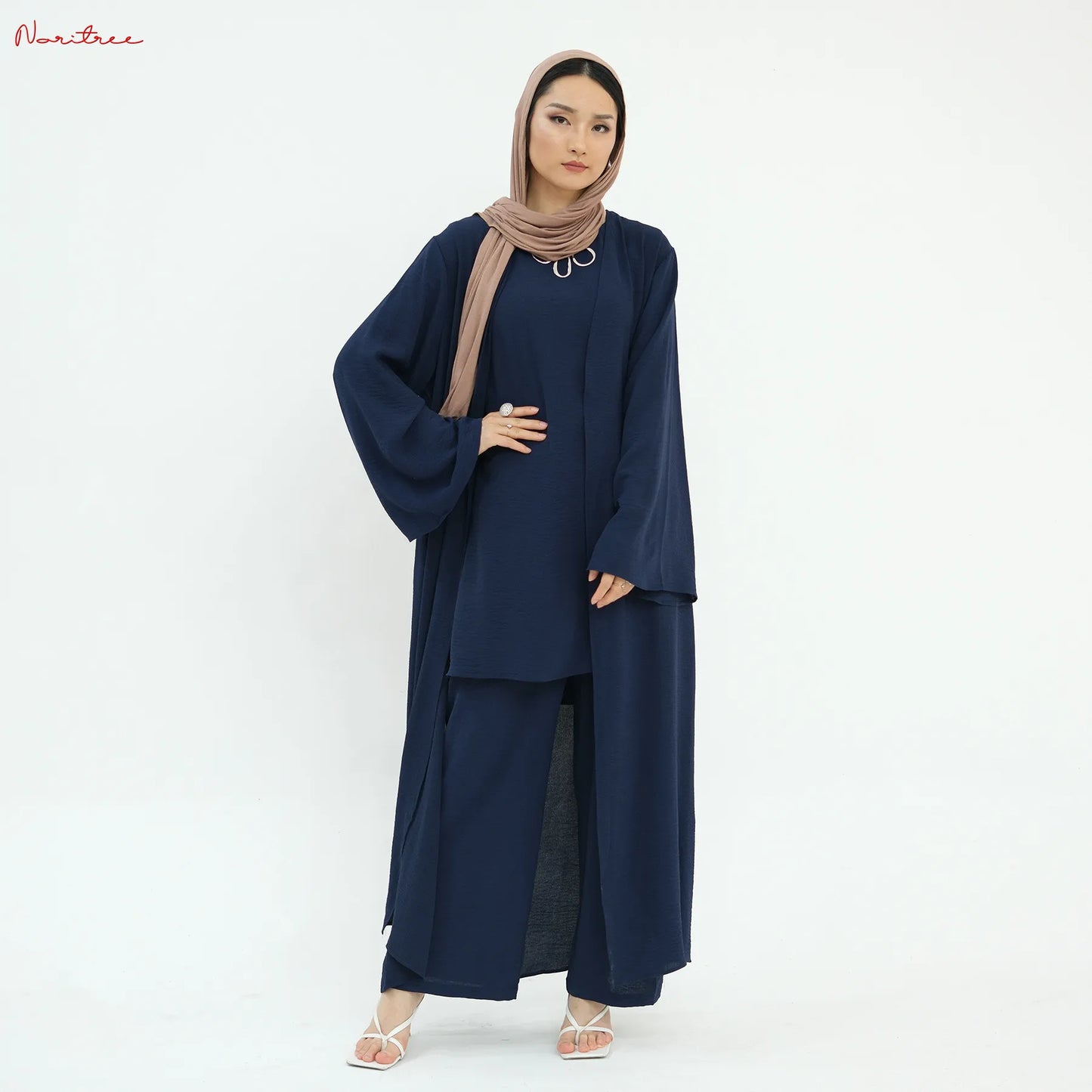 3Pieces Ramadan Eid Djellaba Suits Abaya Dubai 3 pieces Dress + Pants Muslim Sets Dress Abaya Dubai Muslim Islam Abayas WY2041