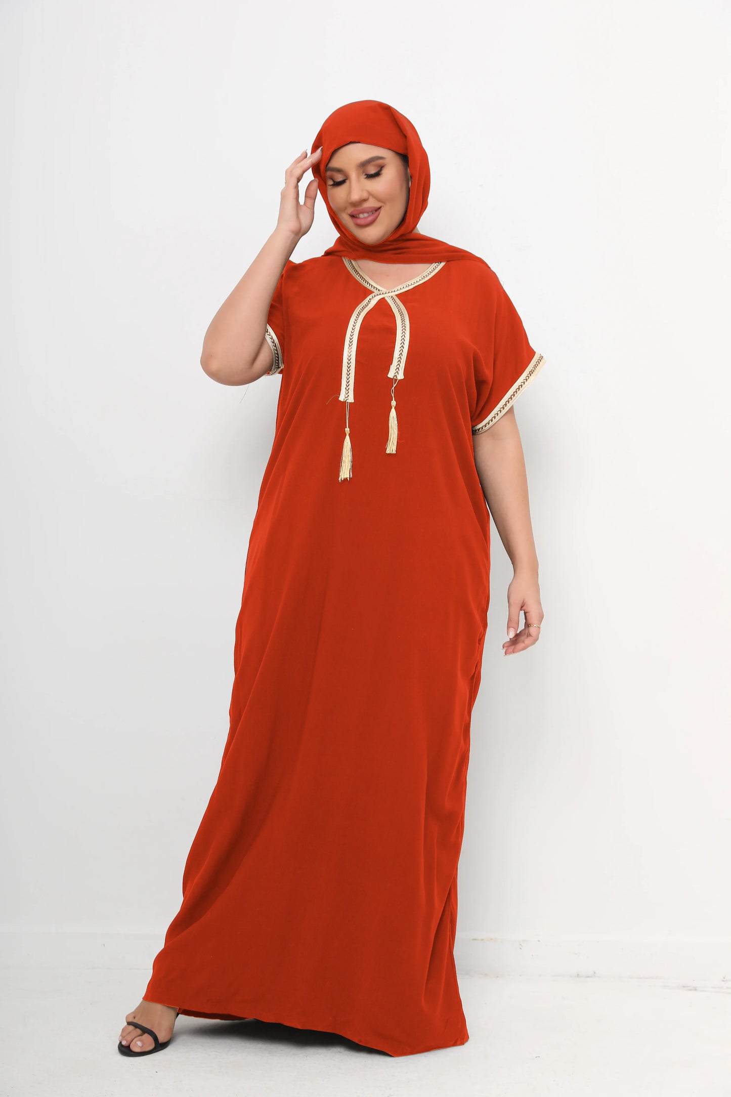 New Style African Abayas  Plus Size Moroccan For Women 100% Cotton O-neck Jilbab Kaftan Loose Dress Short Sleeves  Cover up